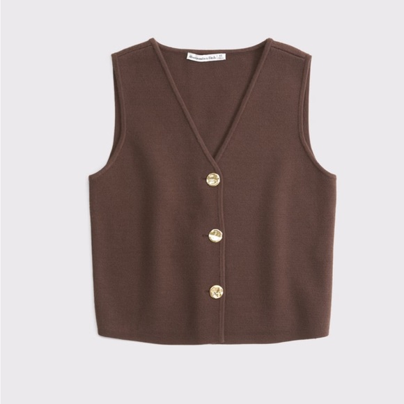 Abercrombie & Fitch LuxeLoft V-Neck Dark Brown Knit Sweater Vest - Picture 7 of 11